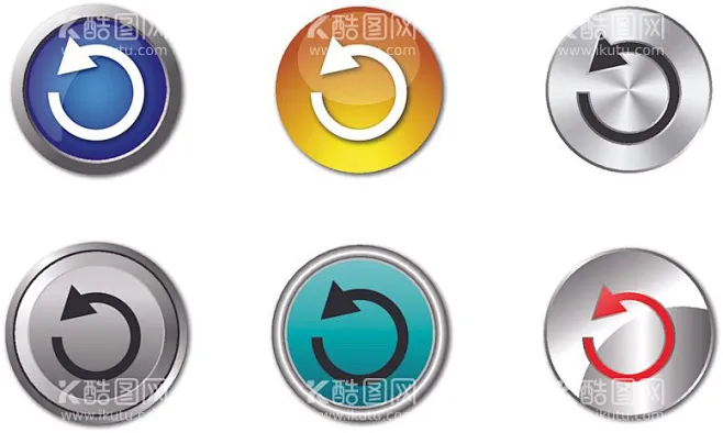按钮素材图片 - 源文件下载【酷图网】箭头,返回箭头,重启按钮,重启图标,返回图标,图标,金属按钮,小图标,按键,矢量图,标志图标,圆形图标 ...