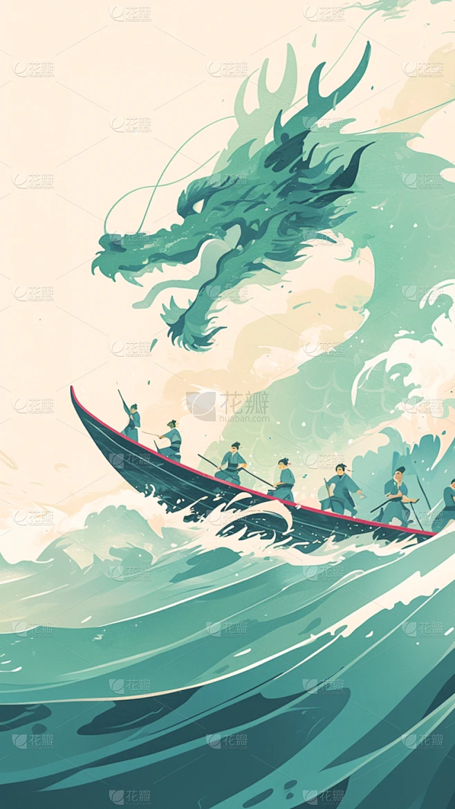 端午节国风创意水墨划龙舟背景素材-花瓣网