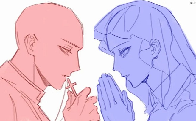 双人人模#参考#绘画 #双人#模板 版权归作者所有，侵删