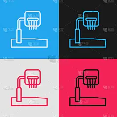 流行艺术线篮球篮板图标孤立的颜色背景。向量