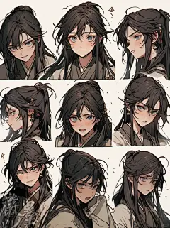 AI绘画｜古风美男头部多视图 表情包 第二弹