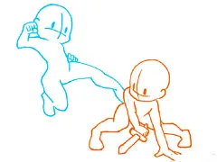 Q版小人的CP姿势线稿参考，学画画 插画图片壁纸