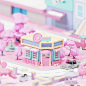 low poly blender candy shop