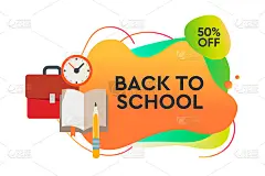 动态现代流体移动回学校销售旗帜。学校销售横幅模板设计，Flash销售特别优惠，并可以用于instag