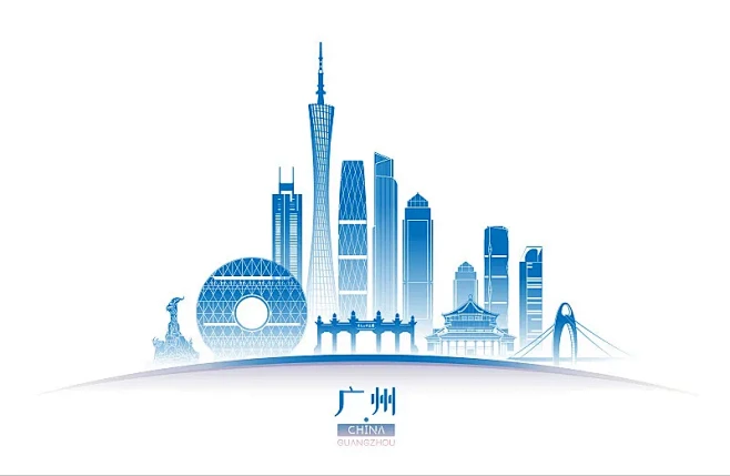 广州城市建筑群天际线矢量插画海报图片下载-花瓣网