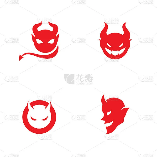 红色魔鬼标志矢量图标模板素材-花瓣网