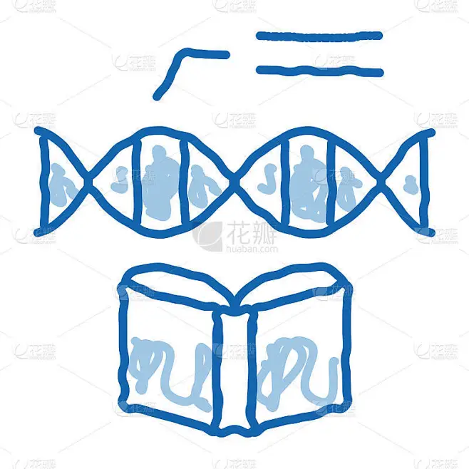 分子DNA研究员涂鸦图标手绘插图素材-花瓣网
