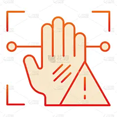 招引手势,计算机图标,平坦的,棕榈树,技术,品牌名称,蜘蛛网,指纹,身份