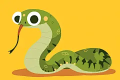 绿色竹叶青蛇年蛇可爱小青蛇插画