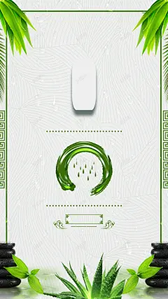 二十四节气之雨水H5中国风海报背景高清素材 24节气 H5背景 h5 psd下载 中国风 二十四节气 叶子 树叶 石子 竹叶 节气 芦荟 雨水 平面广告 设计图片 免费下载