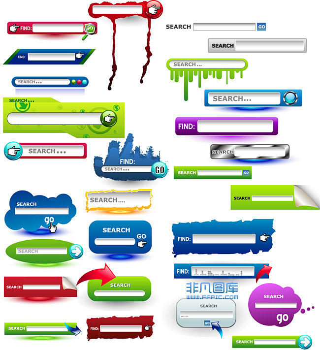 多款网站搜索框设计矢量素材下载-非凡图库