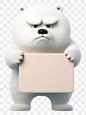 PNG Angry polar bear holding board mammal animal white.