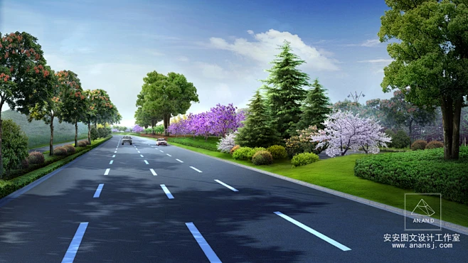 道路绿化效果图 - 安安图文-花瓣网