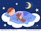 Boy and his teddy sleep. Cartoon vector illustration. 正版图片在线交易平台 - 海洛创意（HelloRF） - 站酷旗下品牌 - Shutterstock中国独家合作伙伴