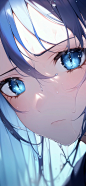 Anime 2160x4672 anime anime girls portrait display wet blue hair blue eyes looking at viewer long hair frown face