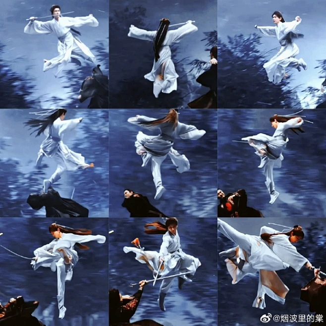 这身法招式好标准，特像以前武侠剧剑谱上画的小人 -花瓣网