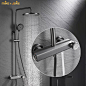 178.68￡ 40% OFF|Termostatyczny Gunmetal szary bateria natryskowa termostatyczny stały jasnoszary bateria natryskowa opady deszczu szczotkowane złoto zestaw prysznicowy| |   - AliExpress : Smarter Shopping, Better Living!  Aliexpress.com