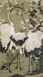 伊藤若冲 Ito Jakuchu 梅花群鶴図  Baika Gunkaku-zu(Plum Blossoms and Cranes)