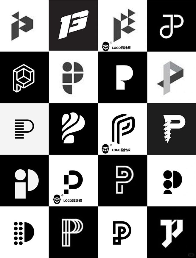 灵感采集⭐300个字母P元素图形logo设计分享 - 小红书