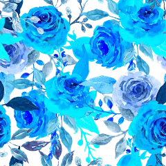 蓝色水彩玫瑰插画纸张纹理高清JPG背景PNG免扣图案 (3)