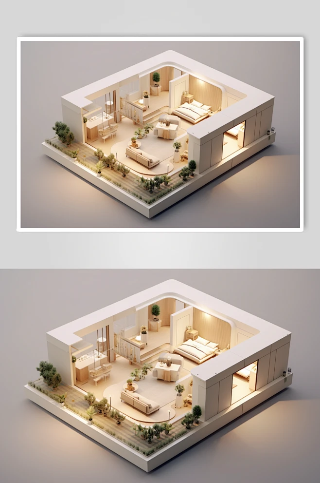 AI数字艺术3D室内设计装修透视图模型-众图网-花瓣网
