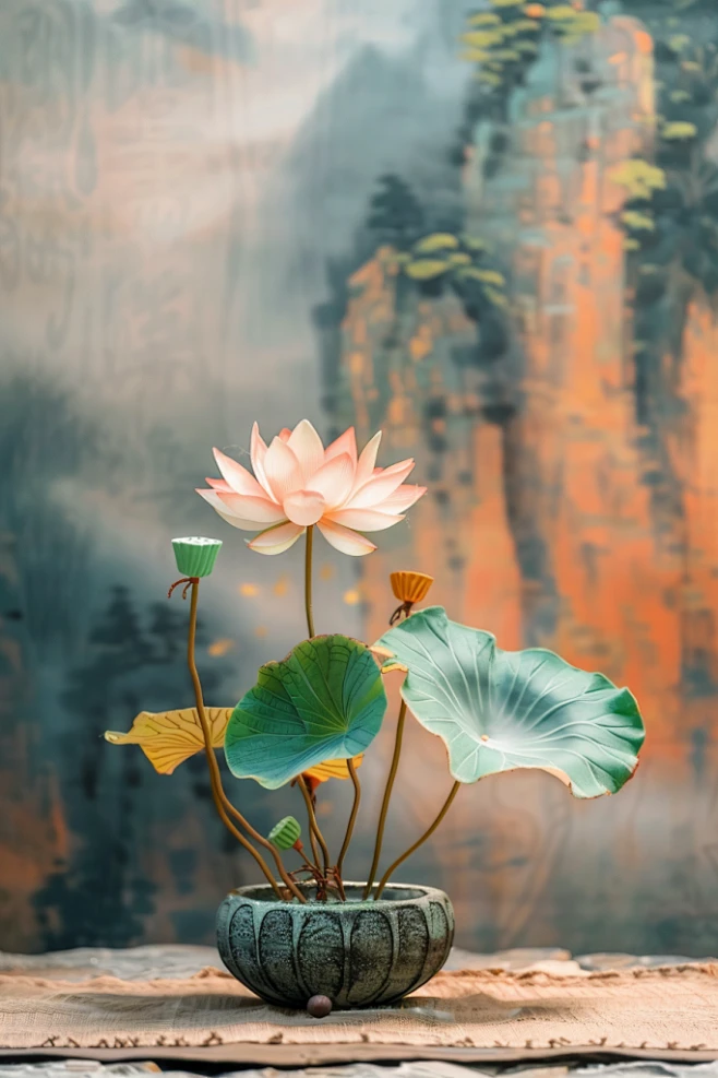 典雅的古风荷花禅意场景-花瓣网