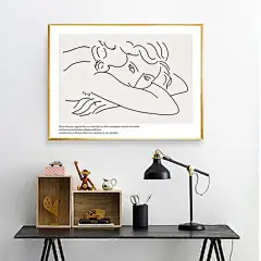 北欧现代简约简笔人物极简线描抽象一笔复古画挂画艺术墙画装饰画
