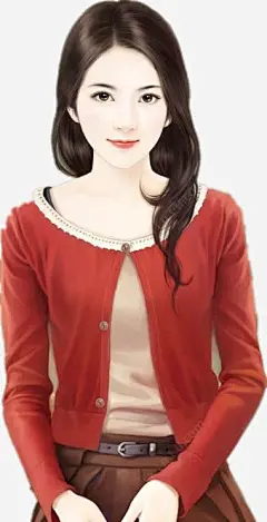 手绘正面长发美女png免抠素材_新图网 https://ixintu.com 手绘 正面 长发 美女