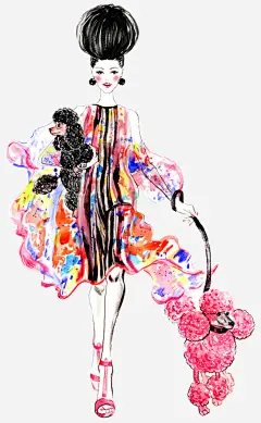 手绘美女全身模特免抠素材 平面电商 创意素材 png素材