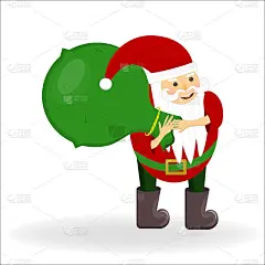 Santa Claus in a hat with a belt and felt boots wi