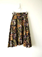 古着孤品复古vintage尖货日本制热带花卉水果夏威夷高腰裙半身裙-淘宝