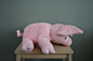Pink pig plush, very soft and flexible, with weighed feet, made to order : Made to order, fabrication time three to four weeks.  Just look at that cute little piggy butt and curly tail! Who can resist that? This little pig is very soft and flexible, he ha