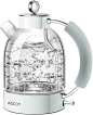 亚马逊中国: 电热水壶,ASCOT 玻璃电茶壶 1.7 升,1500 瓦,不锈钢茶加热器和热水锅,硼硅酸盐玻璃,不含双酚 A,无绳,自动关闭和煮沸干燥保护 - 白色 : 家居厨房用品
