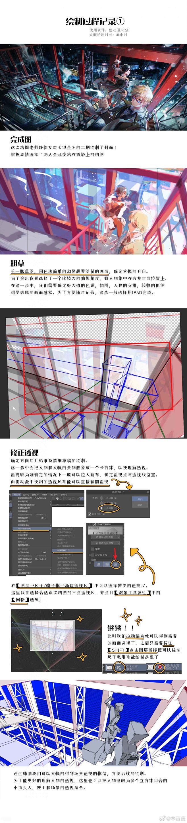 一些以前做的绘画过程... - @木西麦...
