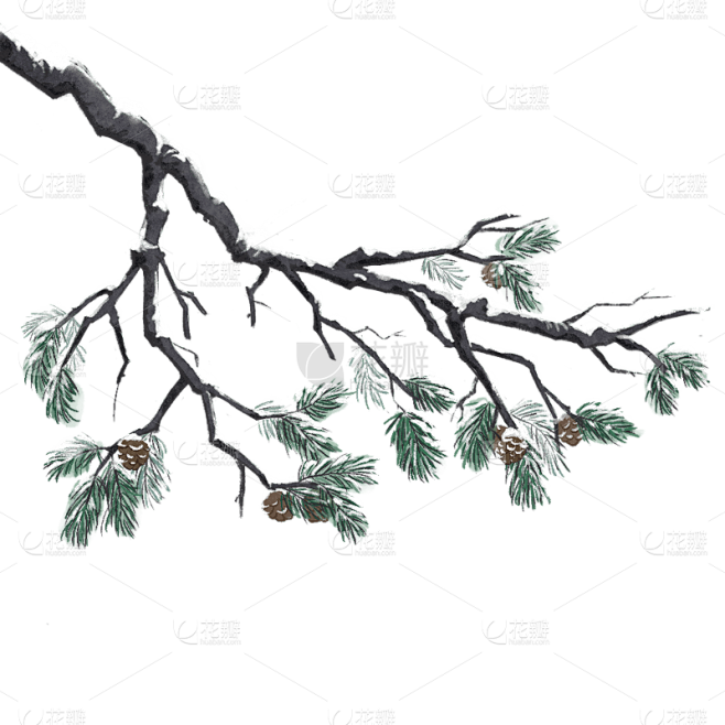 冬天冬季冬日积雪树枝植物元素