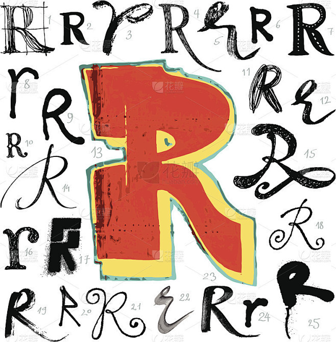 向量字母表。字母R。