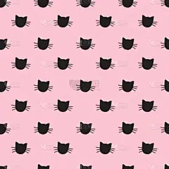猫,动物手,四方连续纹样,白色,黑色,纺织品,式样,可爱的,绘制,复古