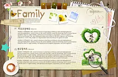 地板上海报图片素材PSD分层素材|地板|放大镜|海报|蝴蝶|咖啡杯|曲别针|生活百科|丝带|信封|星星|幸福家庭|一家四口|照片