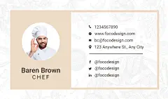 Restaurant Head Chef Personal Contact Information Business Card