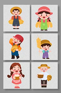 手绘芒种节气元素插画