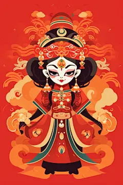 剧种文化传统戏剧角色人物元素插画