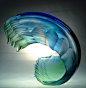 Gorgeous Glass Vessels by Graham Muir : Scottish glass artist Graham Muir creates beautiful pieces that look like waves frozen in time.

"I find glass to be a material that does not respond well to being dominated by the artist. For me the concept of