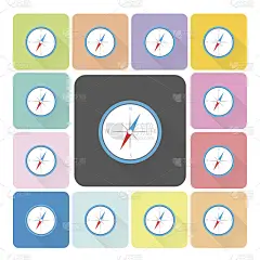 指南针图标颜色设置矢量插图