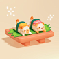 Cat Sushi , Daria Chernysheva : Cute cat sushi inspired by @stars.and.sprinkles concept art!
Modelled and painted in Blender.