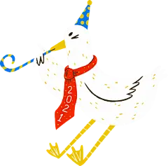 手绘可爱动物庆祝元旦2021插画元素鸭子