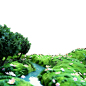 花瓣素材_植物通用3D草地草坪小花河流组合元素素材_193433168