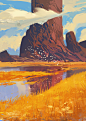 Rocks and River, Amir Zand : More Rocks and Rivers! <br/>Personal 2017<br/>I was painting with Procreate Lately, it was fun till my ipads battery died! I liked what i did even though the composition is nothing new but i liked the colors! Just 