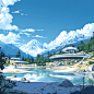 gin29._Blue_sky_white_clouds_There_are_mountains_water_and_hot__851d8bfa-d948-4cdb-9aff-25d53bd0c6de.png (1024×1024)