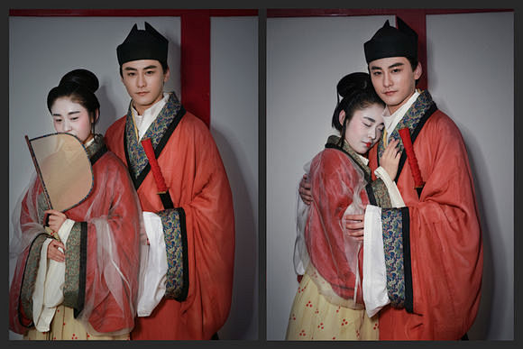 男子长衣，外加纱衣，革带束衣，锦带挂剑，头戴介帻。女子襦裙，外加纱衣，下着纱裙，裙长曳地。【图片】【资料考证】东汉贵族装束复原【汉服吧】_百度贴吧