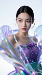 32k，大师杰作，气场全开，打破界限，越过边界，模特皮肤白嫩光泽，画面上部分留白，自信放光芒，画面流光溢彩，杂志，55mm，全身照，活力满满，素颜，大光圈，青色点缀， (4)